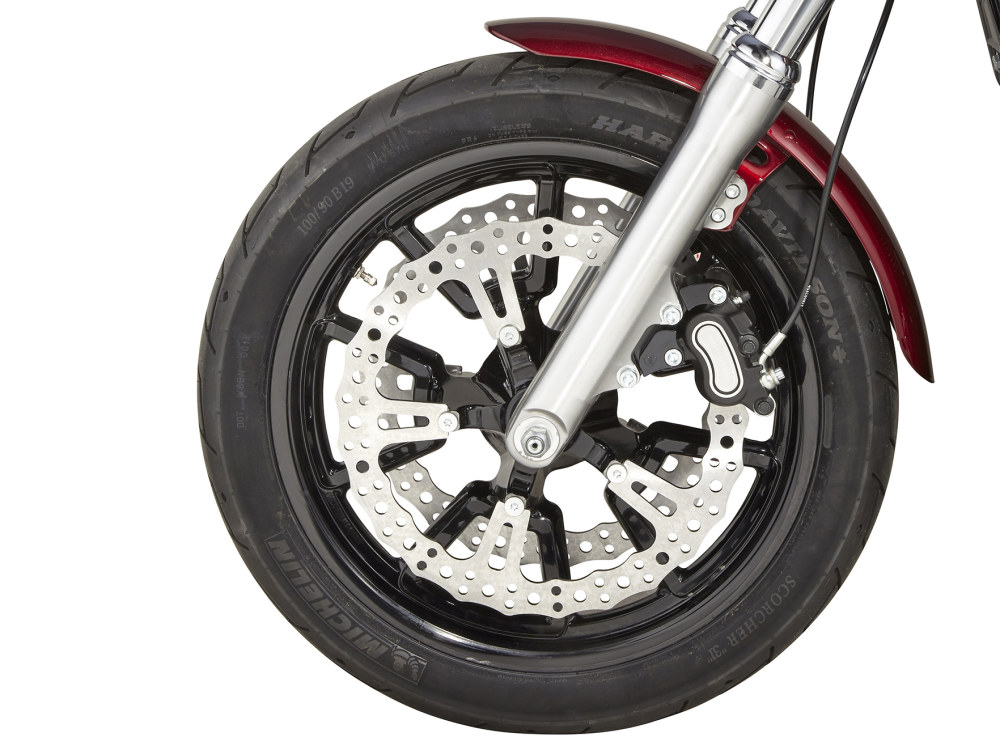 Arlen Ness 15in. Right Hand Front Jagged Big Brake Disc Rotor. Fits Dyna 2006-2017 with OEM Cast Wheel.