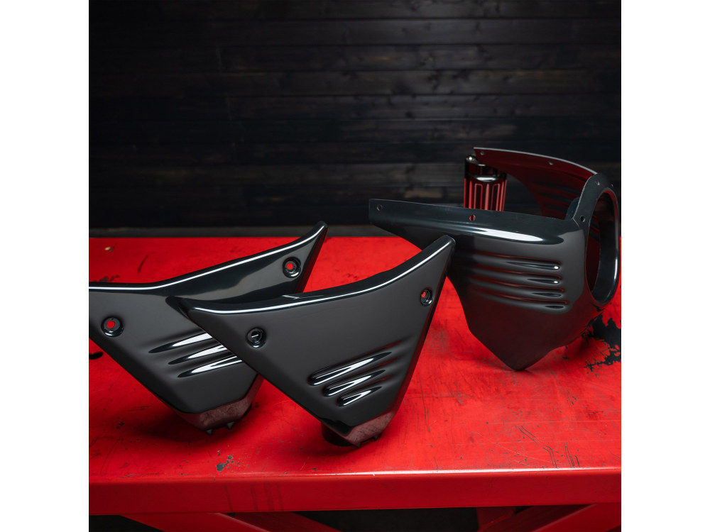 Arlen Ness Side Cover Set – Louvered. Fits FXR 1982-1994