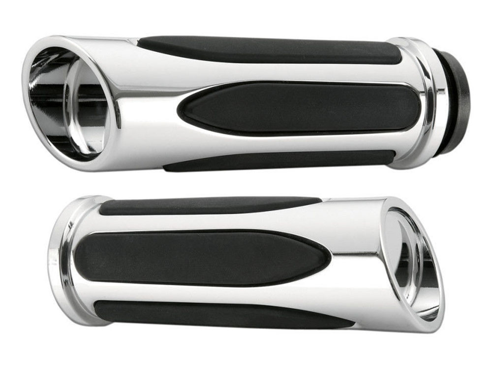 Arlen Ness Deep Cut Comfort Handgrips – Chrome. Fits H-D with Throttle Cable.