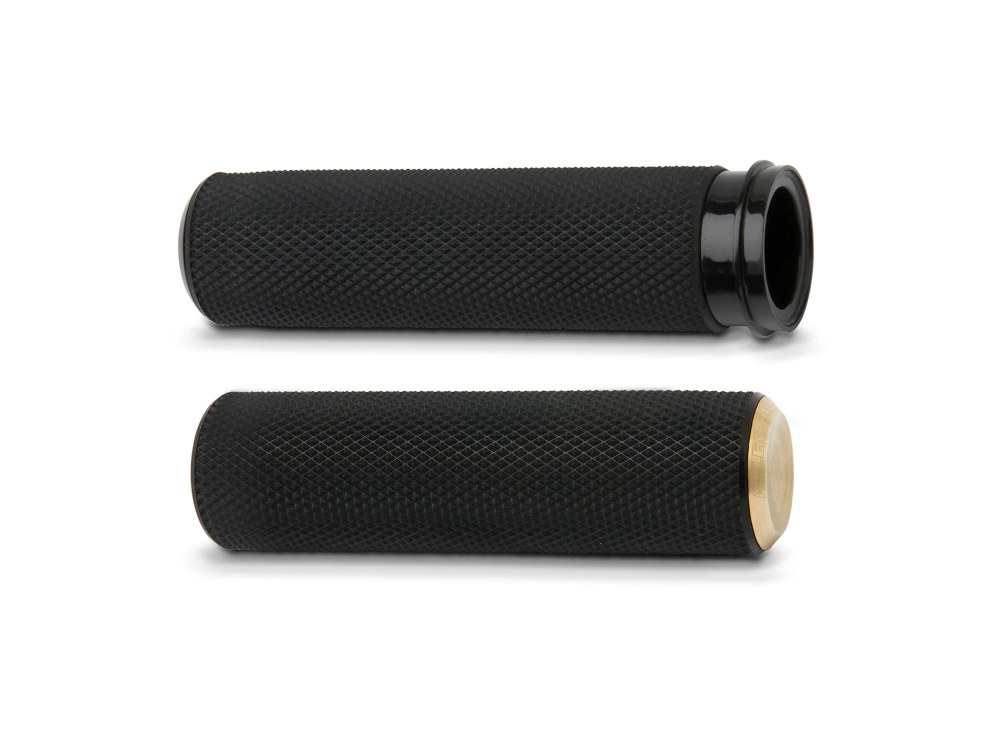 Arlen Ness Knurled Fusion Handgrips – Brass. Fits Big Twin 2008-2024 with Throttle-by-Wire