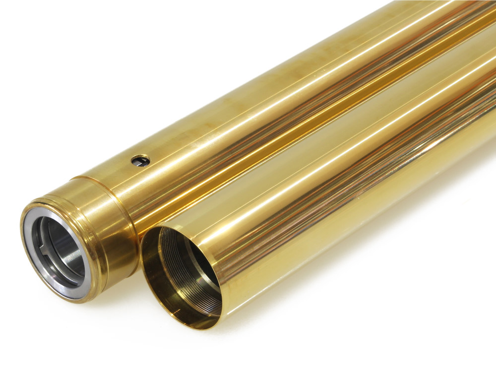 Arlen Ness Fork Tubes – Gold. Stock Length. Fits Softail 2018up.