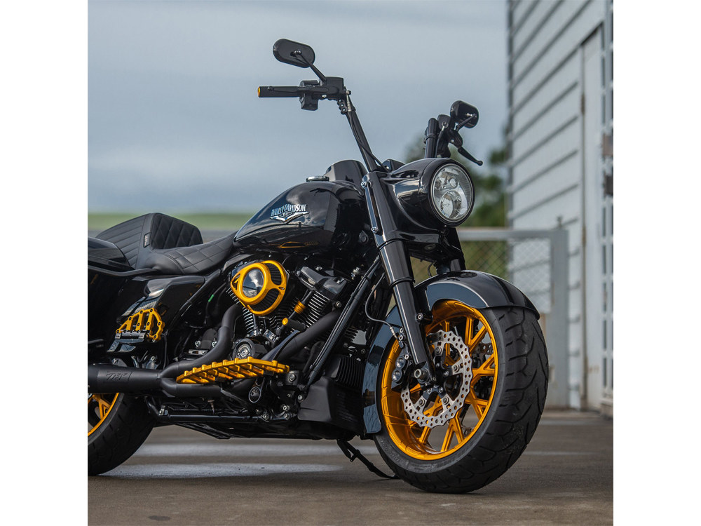 Arlen Ness Smooth Fat Fork Boots – Black. Fits Touring 2014up.