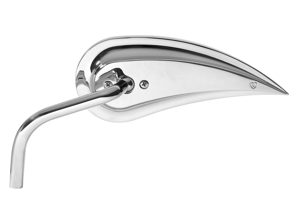 Arlen Ness Rad III Teardrop Mirror with Steel Stem – Chrome. Fits Right.