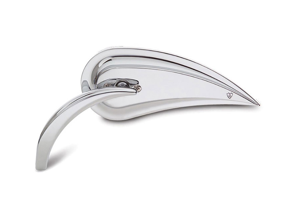 Arlen Ness Rad III Teardrop Mirror with Die-Cast Stem – Chrome. Fits Right.