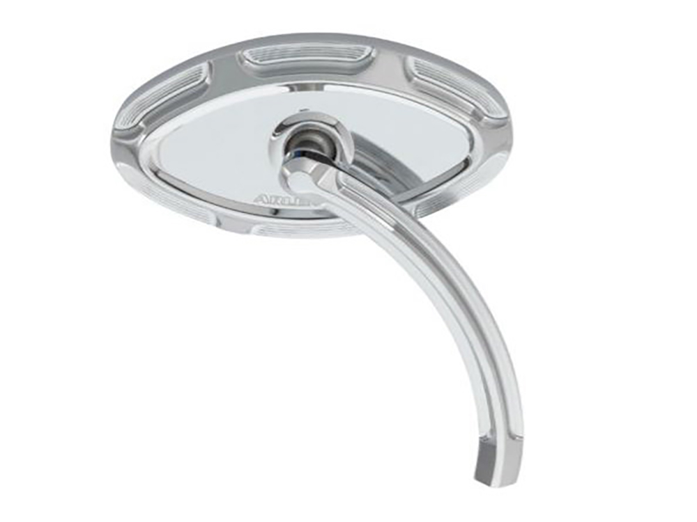 Arlen Ness Beveled Mirror with Short Stem – Chrome. Fits Right.