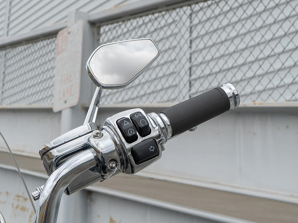 Arlen Ness Mini Stocker Forged Mirror – Chrome. Fits Left