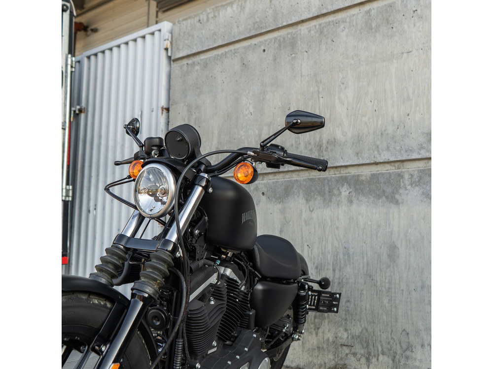 Arlen Ness Mini Stocker Forged Mirror – Black. Fits Right.