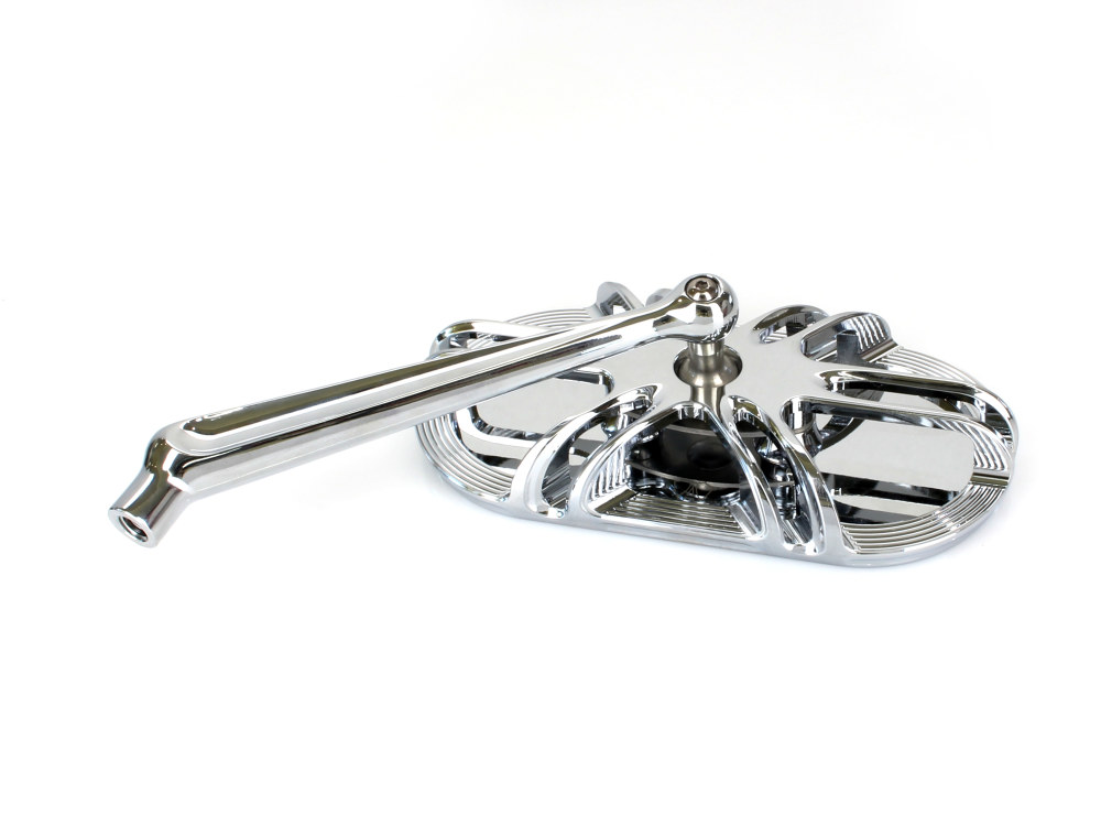 Arlen Ness Deep Cut Caged Series Mirror – Chrome. Fits Left.