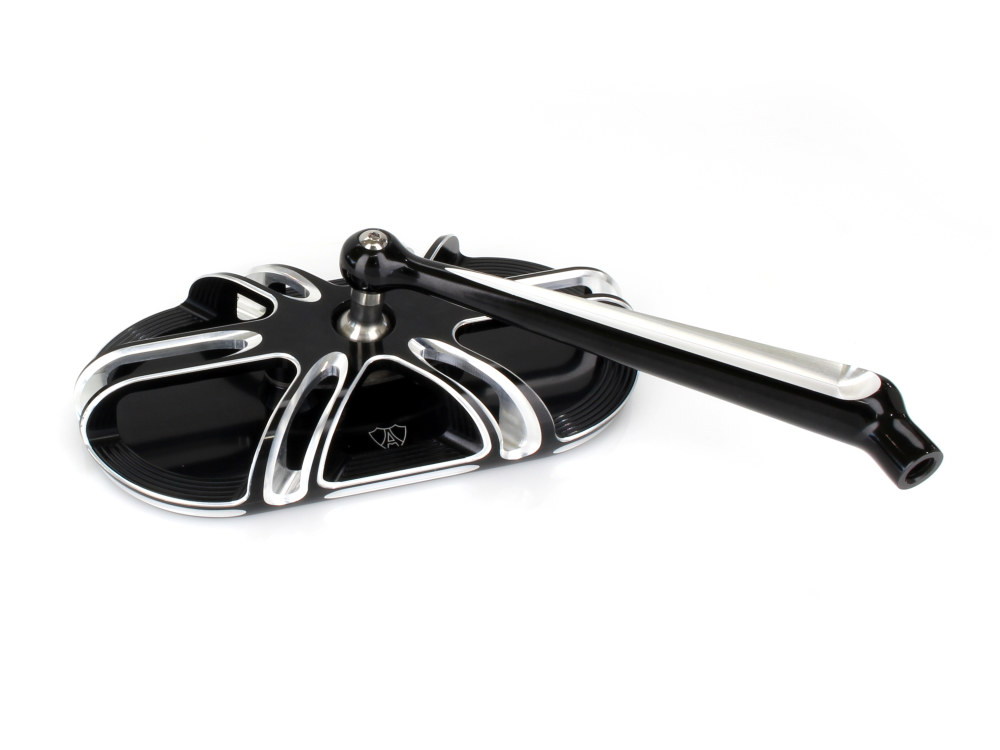 Arlen Ness Deep Cut Caged Series Mirror – Black. Fits Right.