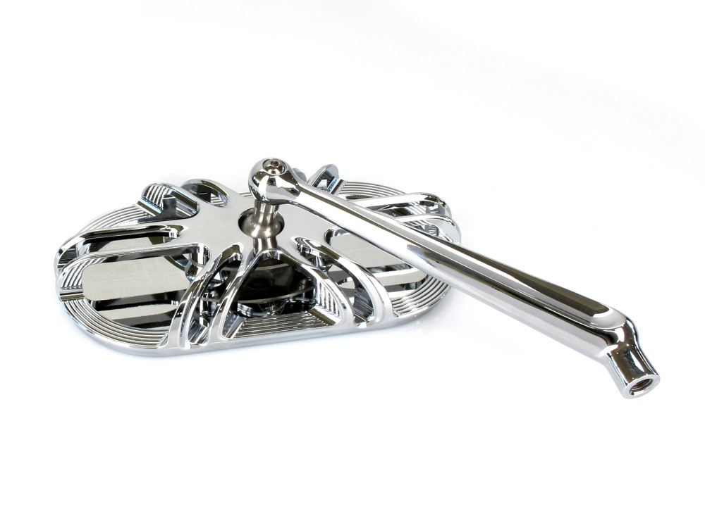 Arlen Ness Deep Cut Caged Series Mirror – Chrome. Fits Right.