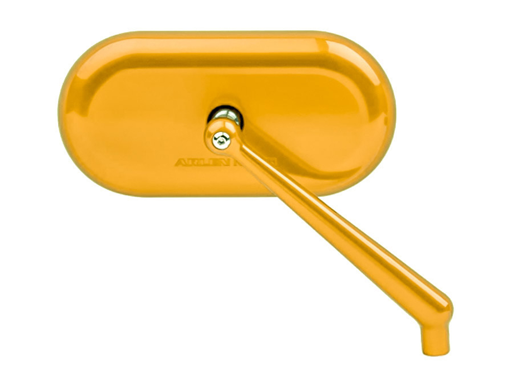 Arlen Ness Forged Oval Mirror – Gold. Fits Right.