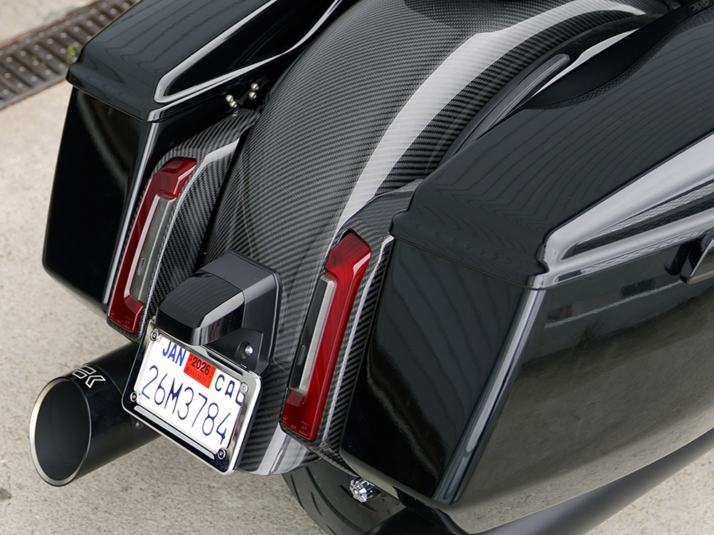 Arlen Ness Carbon Rear Light Pods – Gloss Finish. Fits CVO Touring 2023up, Street Glide & Road Glide 2024up, Touring 2025up