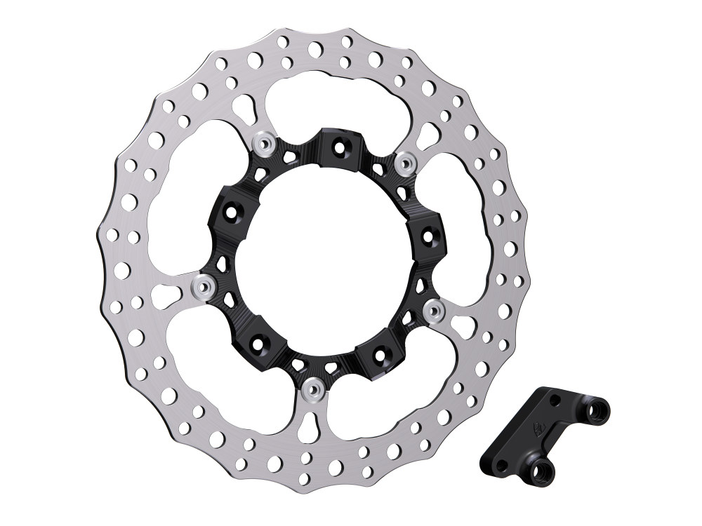 Arlen Ness 14in. Right Hand Front Jagged Big Brake Disc Rotor – Black. Fits Most Touring 2008-2024