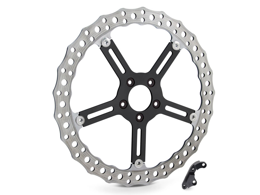 Arlen Ness 15in. Left Hand Front Jagged Big Brake Disc Rotor. Fits Softail Sport Glide & Low Rider S & ST 2018up.