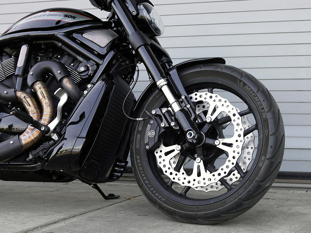 Arlen Ness 15in. Left & Right Hand Front Jagged Big Brake Disc Rotors. Fits V-Rod 2006-2017 with OEM Cast Wheel