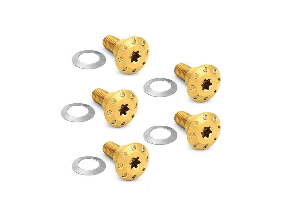 Arlen Ness Titanium Front Disc Rotor Bolts – Gold. Fits Dyna 2006-2017 & V-Rod 2002-2017