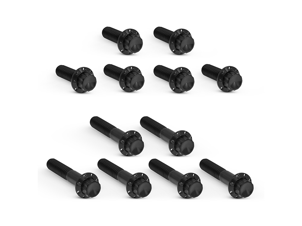 Arlen Ness Titanium 12-Point Rocker Cover Bolt Kit – Black. Fits Twin Cam 1999-2017