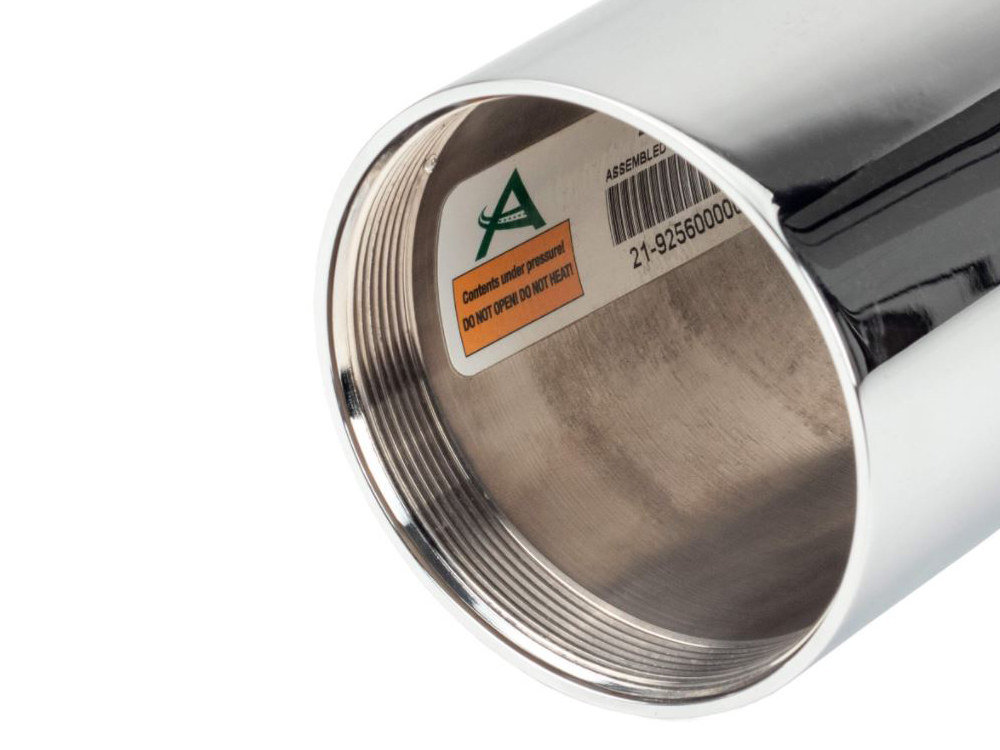 Arnott Motorcycle Air Suspension Shock Can Cover Kit – Chrome. Suits Arnott Air Shocks.