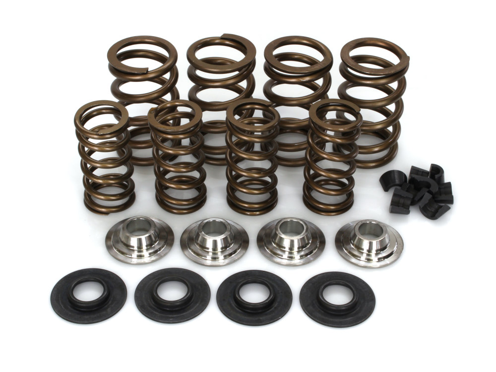 AVV Valve Spring Kit. Fits Big Twin 1984-2004, Sportster & Buell 1986-2003. Steel Double Springs with .675in. Lift. Titanium Retainers!