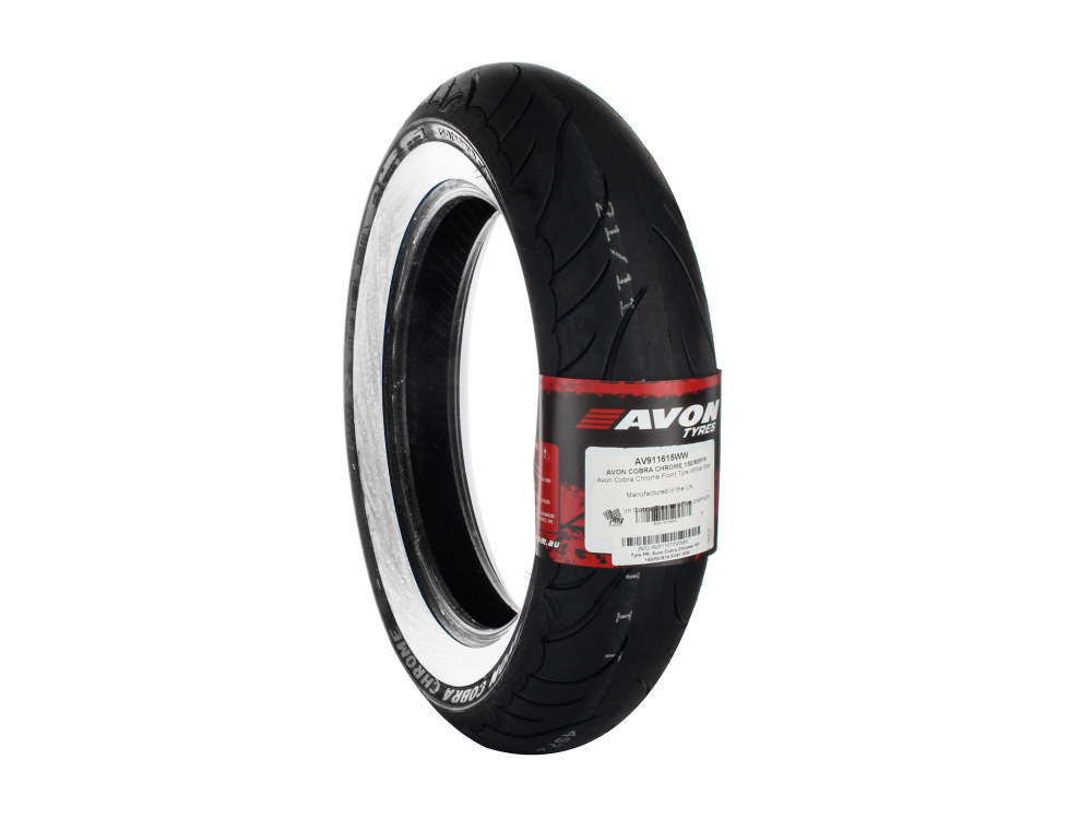 Avon Tyres Avon Cobra Chrome 16in. Whitewall Front Tyre. 150/80-R16 AV91.