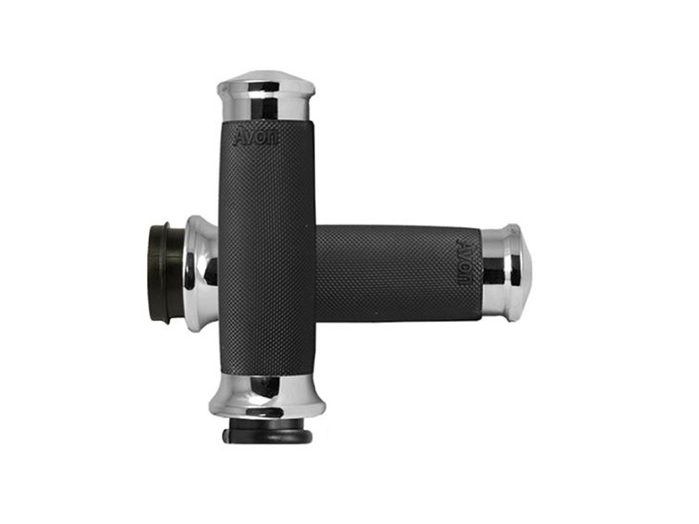 Avon Grips Custom Contour Handgrips – Chrome. Fits Big Twin 2008-2024 with Throttle-by-Wire