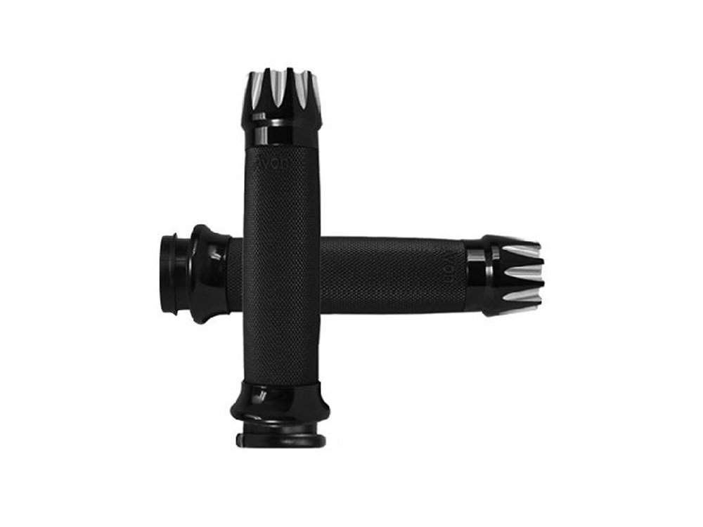 Avon Grips Excalibur Custom Contour Handgrips – Black. Fits Big Twin 2008-2024 with Throttle-by-Wire