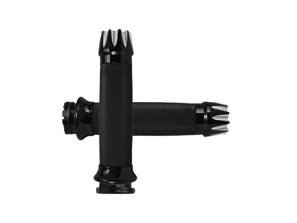 Avon Grips Excalibur Custom Contour Handgrips – Black. Fits H-D with Throttle Cable.