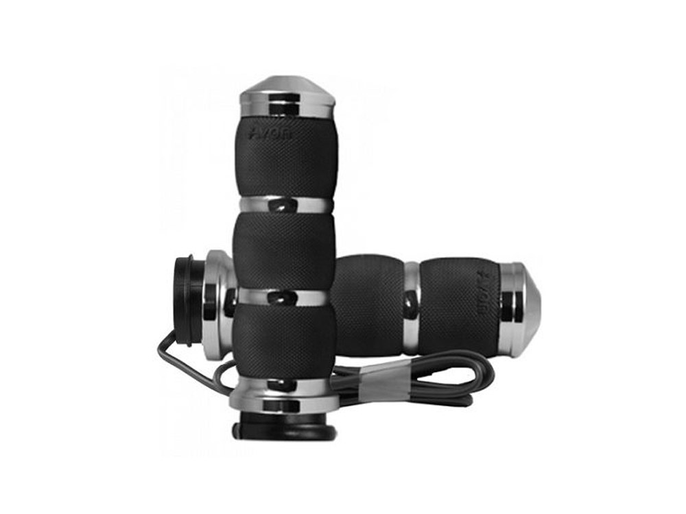 Avon Grips Heated Air Cushion Handgrips – Chrome. Fits Big Twin 2008-2024 with Throttle-by-Wire