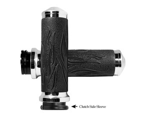 Avon Grips Flame Handgrips – Chrome. Fits H-D with Throttle Cable Avon Grips Flame Handgrips – Chrome. Fits H-D with Throttle Cable