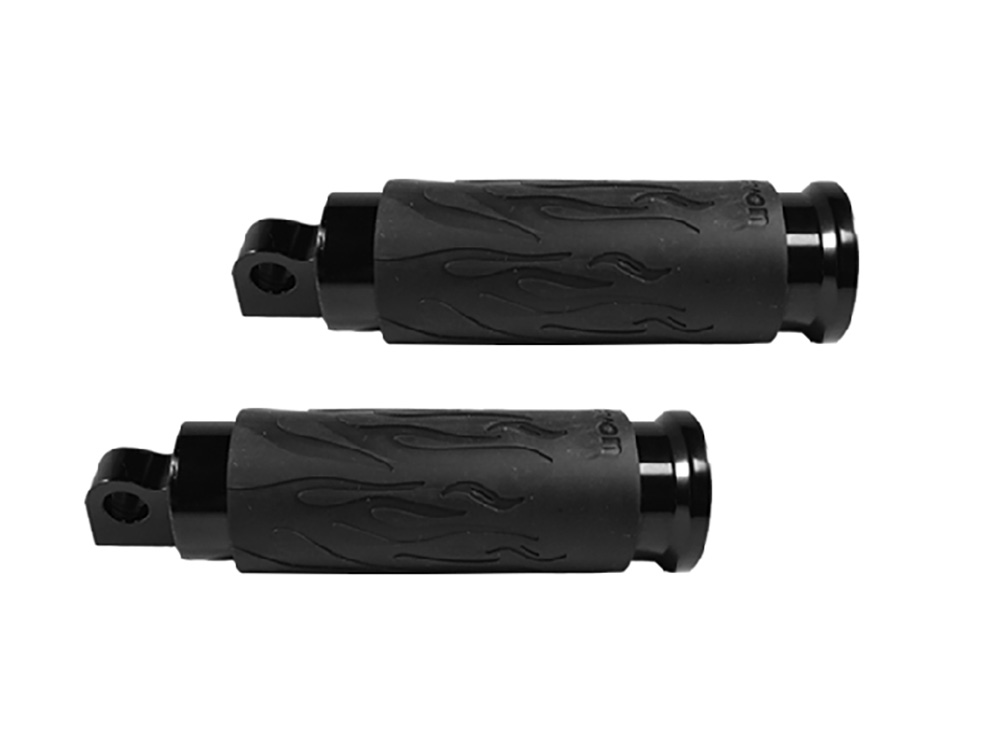 Avon Grips Flame Footpegs – Black. Fits H-D