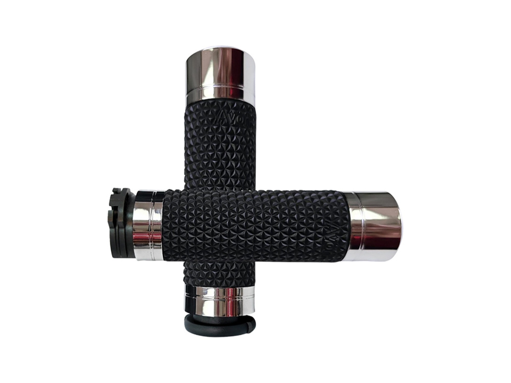 Avon Grips K25 Handgrips – Chrome. Fits H-D with Throttle Cable