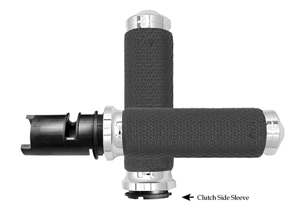 Avon Grips Medium Memory Foam Handgrips – Chrome. Fits CVO Touring 2023up, Street Glide & Road Glide 2024up, Touring 2025up & Softail 2025up