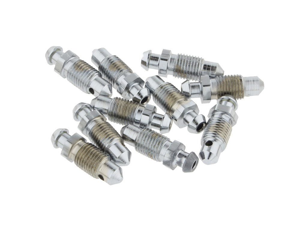 Bender Cycle 3/8in. unf Caliper Bleed Screw – Chrome – Pack of 10.