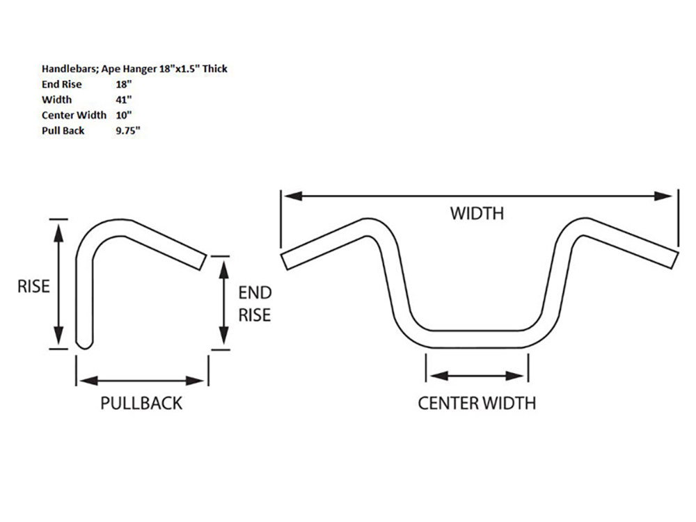 Bandit Bars 18in. x 1-1/2in. Ape Hanger Handlebar – Chrome.