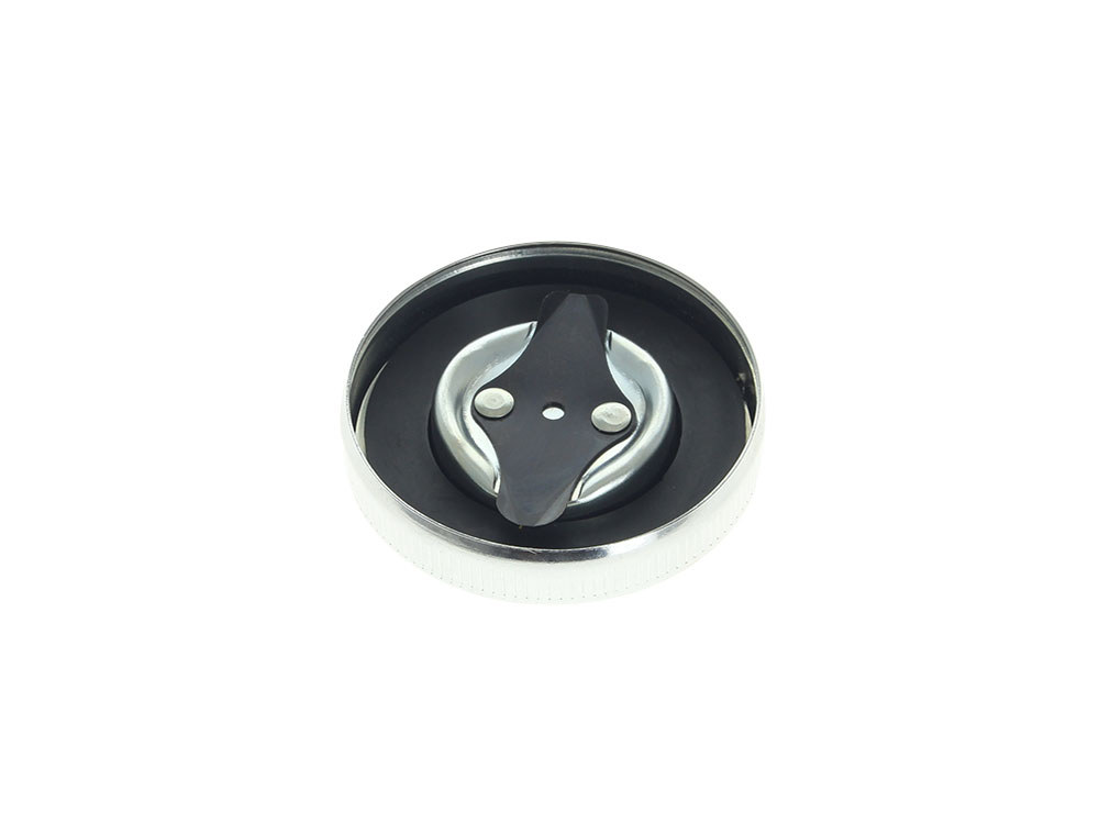 Rollies Speed Shop Early Style Right Hand Side Vented Fat Bob Fuel Cap – Chrome. Fits Big Twin 1936-1973 & Sportster 1958-1973.