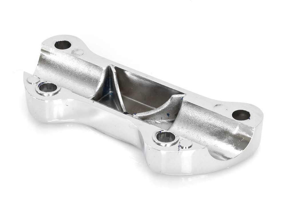 Rollies Speed Shop Eagle Spirit Logo Handlebar Top Clamp – Chrome & Gold. Fits HD Big Twin 1974up & Sportster 1974-2021.