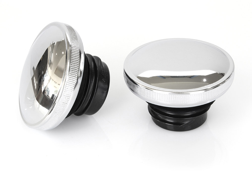 Rollies Speed Shop Screw-In Fuel Caps – Chrome. Fits H-D 1982-1995.