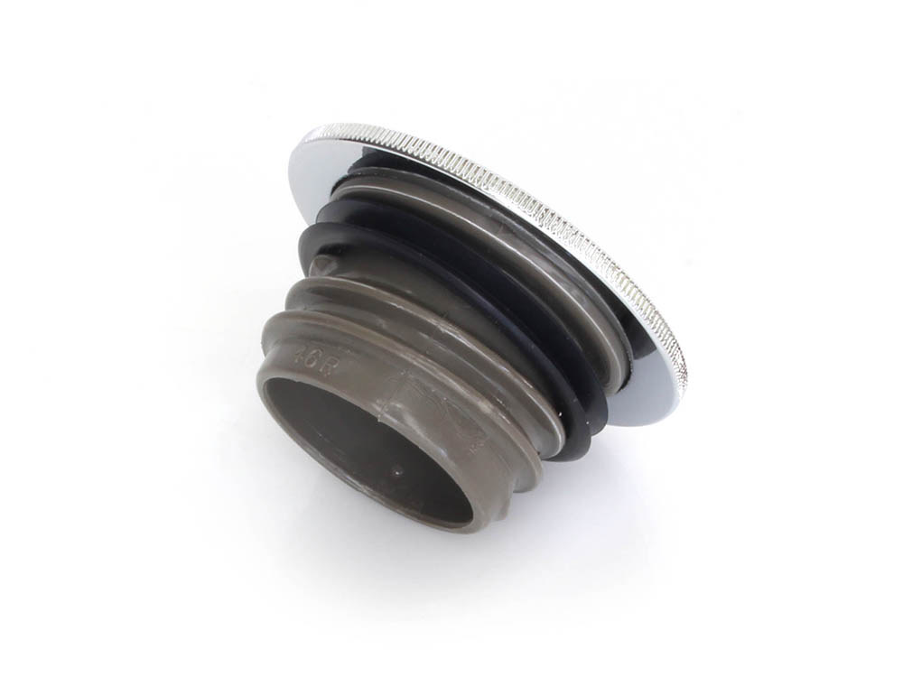 Rollies Speed Shop Low Profile Right Hand Vented Screw-In Fuel Cap – Chrome. Fits H-D Big Twin 1996up and Sportster 1996-2021.