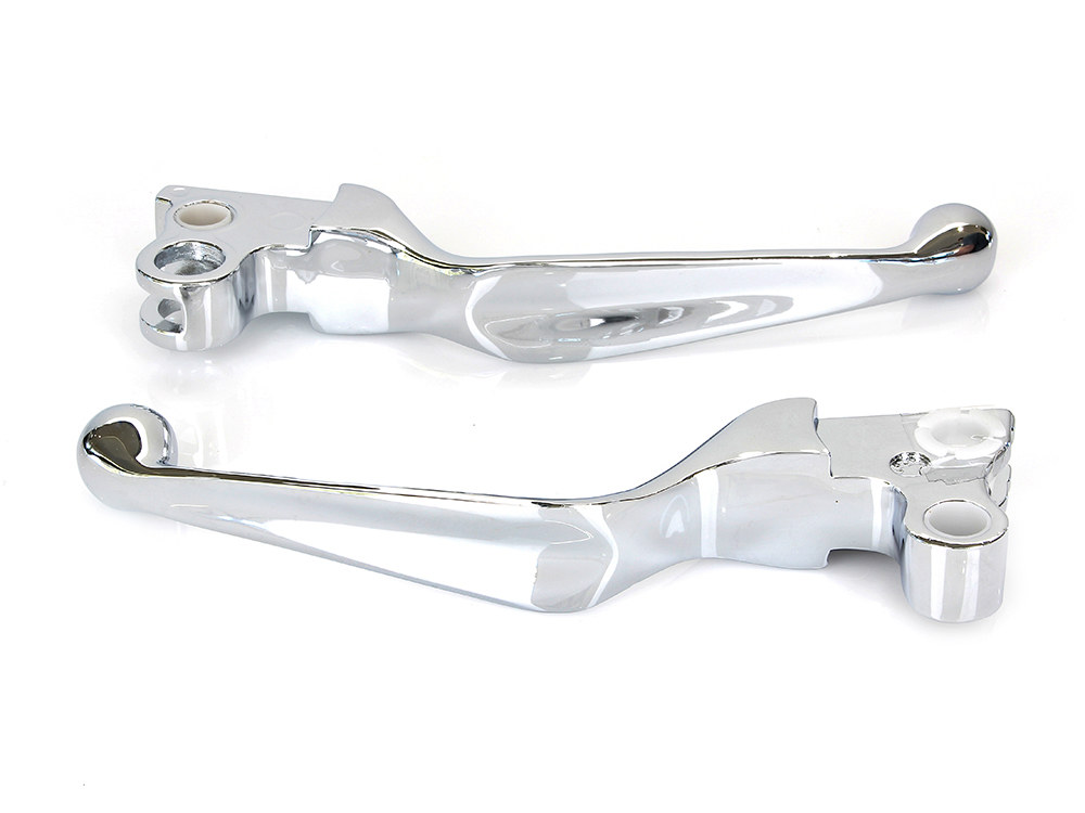 Rollies Speed Shop Wide Style Hand Levers – Chrome. Fits H-D 1982-1995.