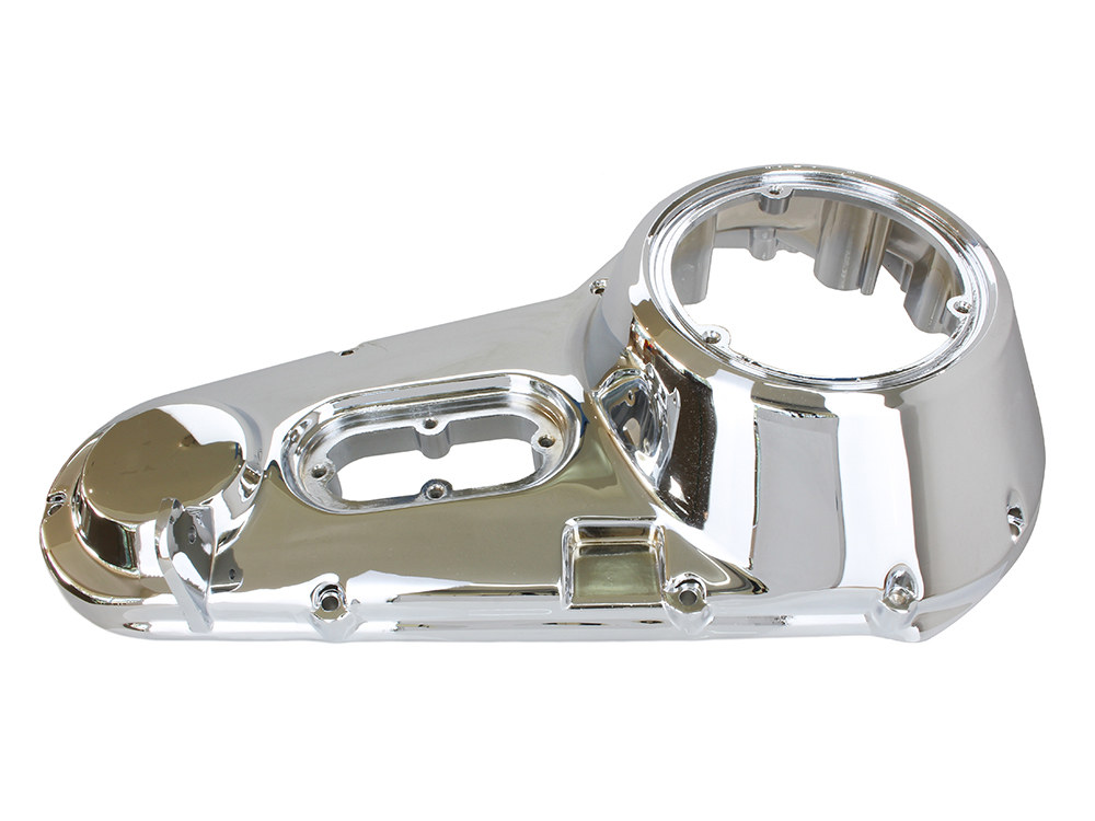 Rollies Speed Shop Outer Primary Cover with Running Board Lugs – Chrome. Fits 4Spd FLH 1970-1984