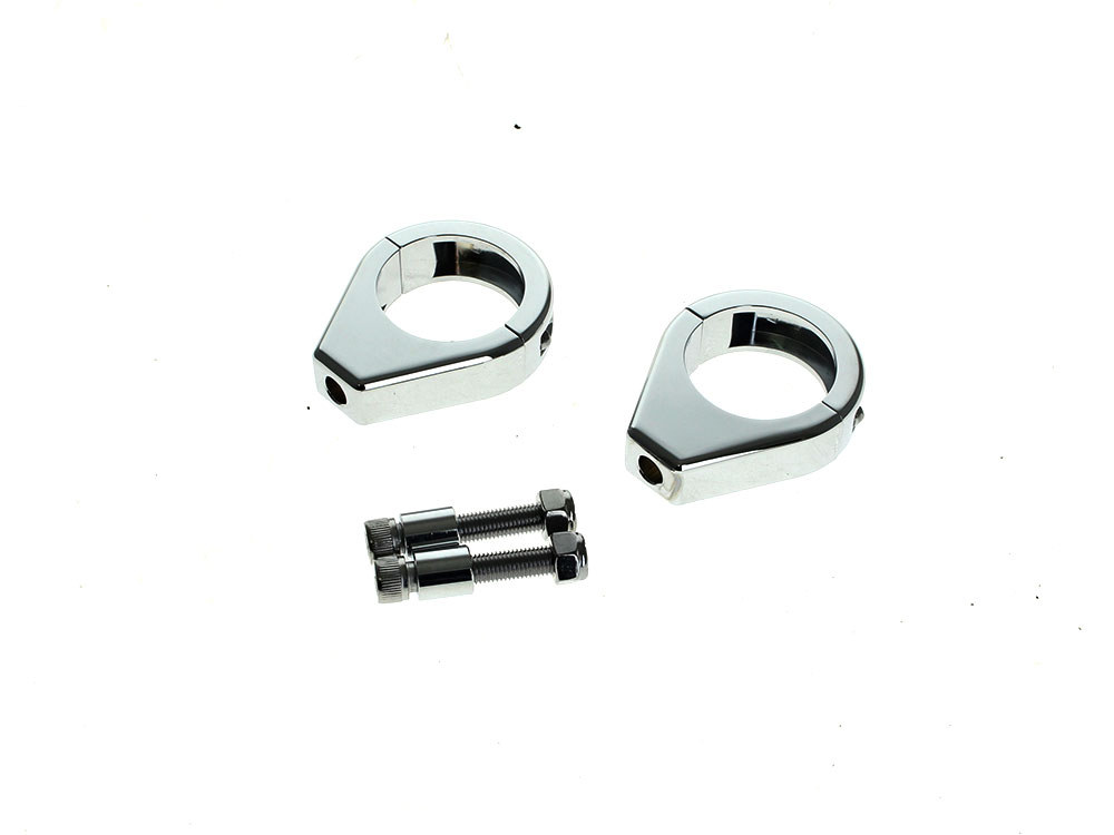 Rollies Speed Shop 39mm Forks Turn Signal Clamps – Chrome. Fits Dyna 1991-2005, FXR 1987-1994 & Most Sportster 1987-2021