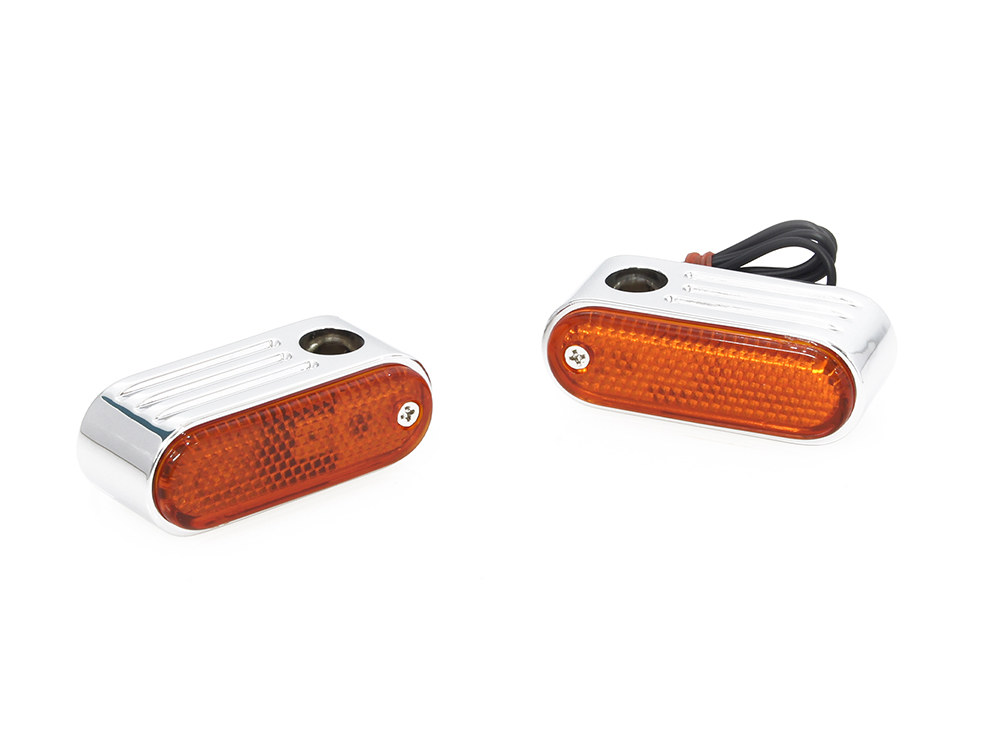 Rollies Speed Shop Doss Marker Turn Signals with Amber Lens & 5/16in. Mounting Hole – Chrome.