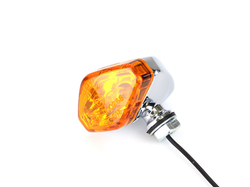 Rollies Speed Shop Mini Diamond Turn Signal with Amber Lense – Chrome.