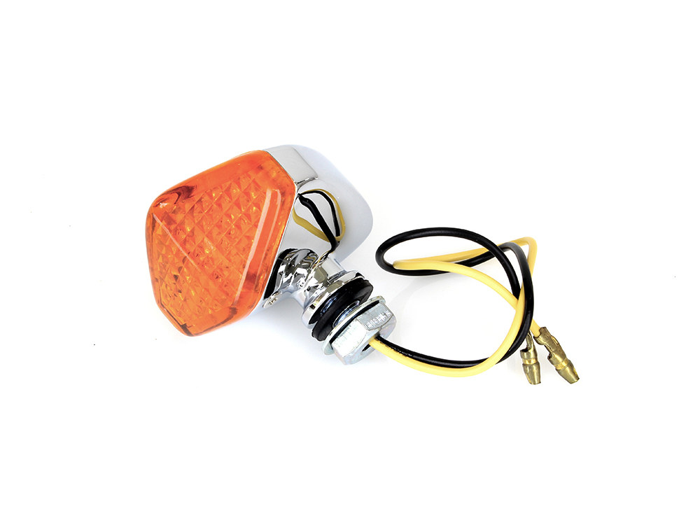Rollies Speed Shop Mini Diamond LED Turn Signal with Amber Lense – Chrome.