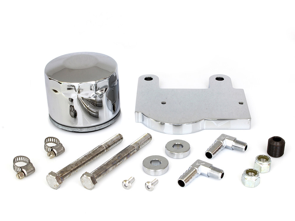 Rollies Speed Shop Oil Filter & Regulator Mount Kit. Fits 4Spd Big Twin 1975-1984 & Softail 1984-1999.