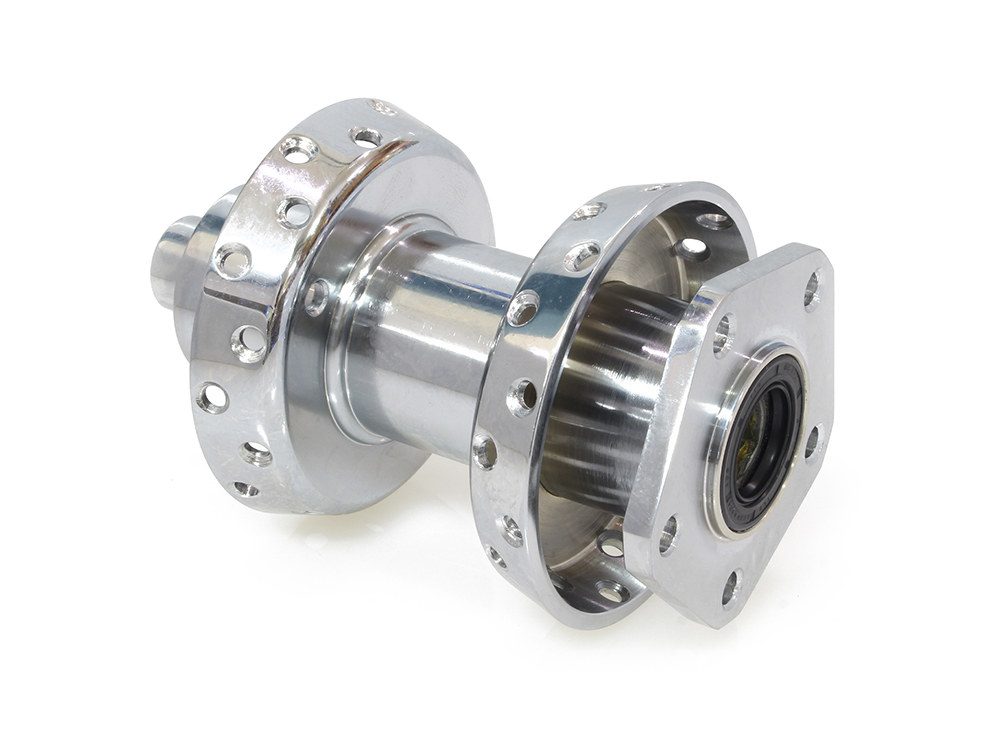 Rollies Speed Shop Front Wheel Hub – Chrome. Fits Softail 1984-1999, FXWG 1984-1986 & Dyna Wide Glide 1993-1999 Models.