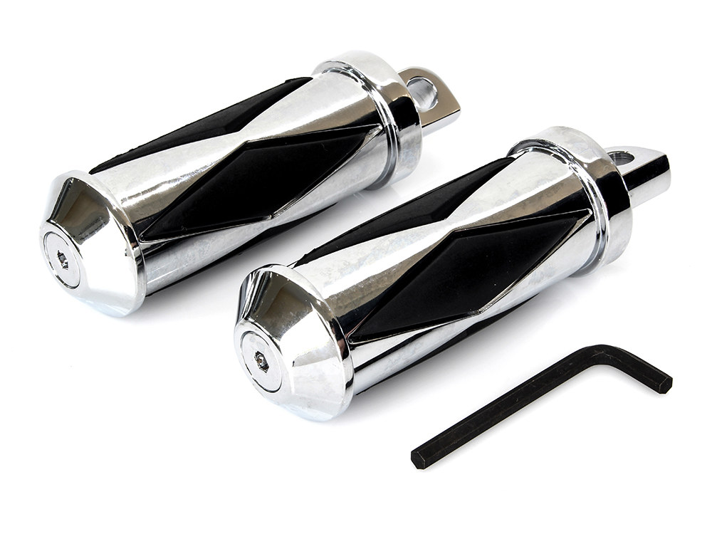 Rollies Speed Shop Large Diamond Style Footpegs with Male Mount – Chrome.