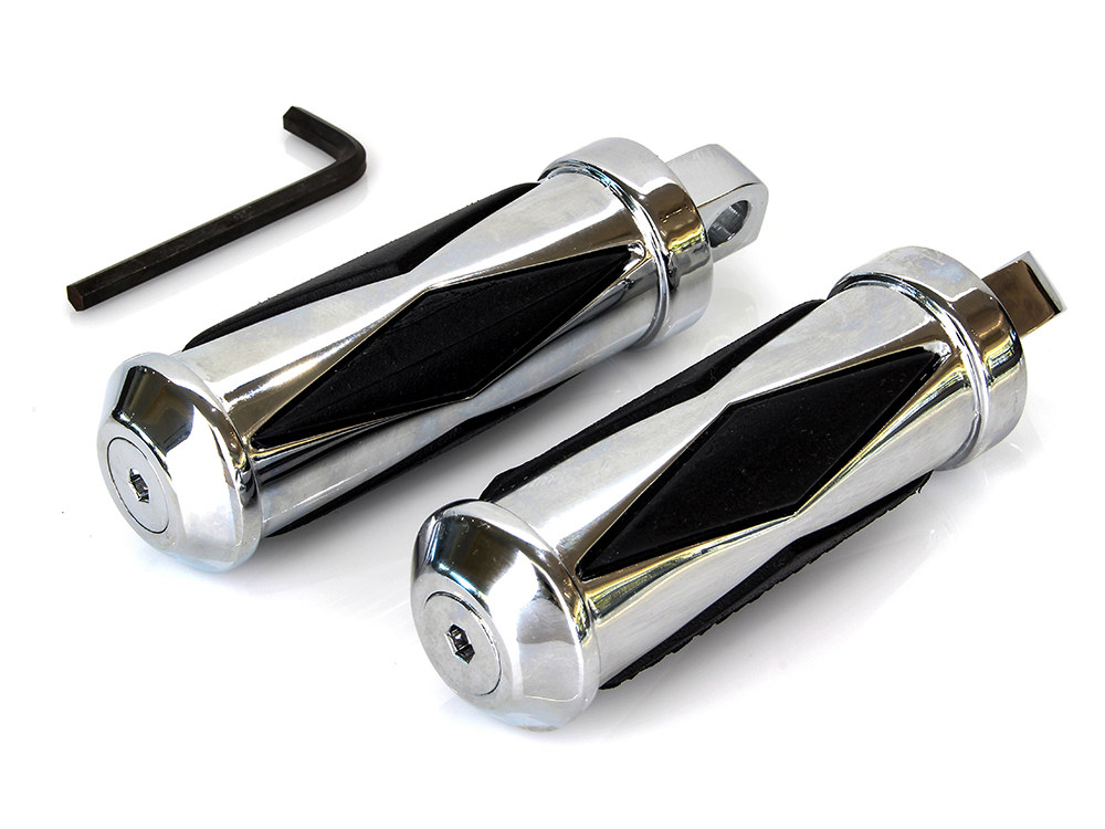 Rollies Speed Shop Small Diamond Style Footpegs with Male Mount – Chrome.