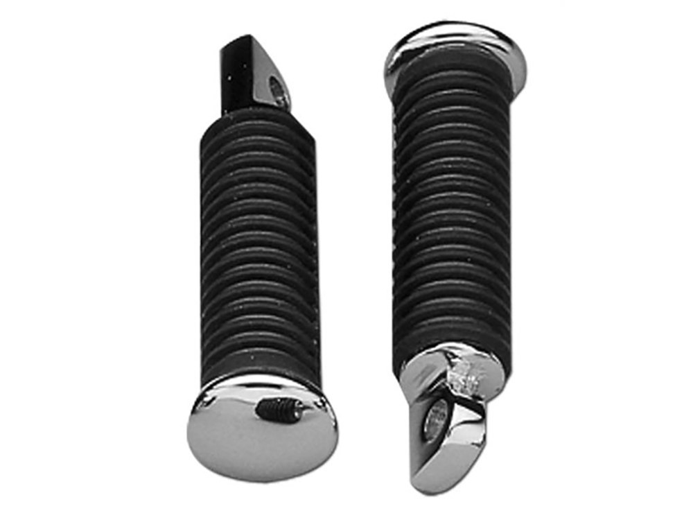 Rollies Speed Shop Footpegs with Black Rubber & Male Mount – Chrome.
