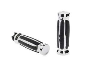 Rollies Speed Shop Barrel Style Handgrips – Chrome. Fits H-D with Throttle Cable. Rollies Speed Shop Barrel Style Handgrips – Chrome. Fits H-D with Throttle Cable.